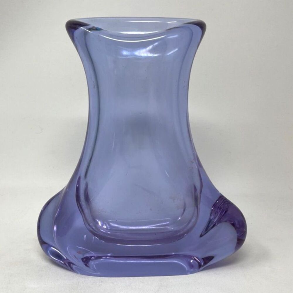 Vintage MCM Murano Amethyst Purple Vase Handblown Italy Sommerso Flavio Poli 9"